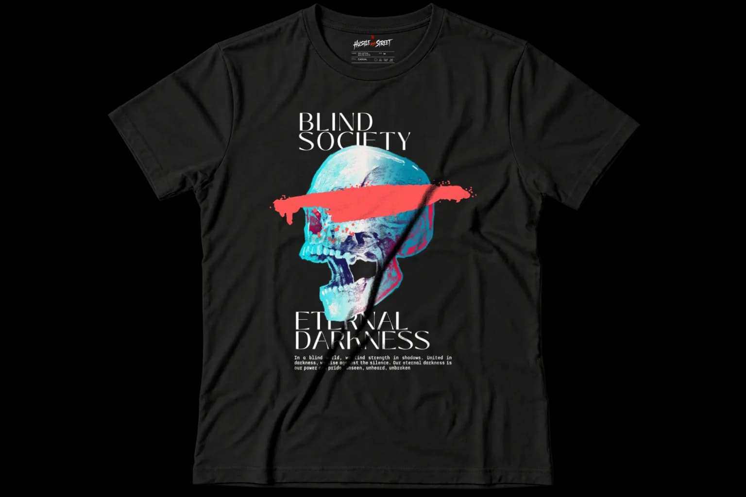 BLIND SOCIETY close crop of the skull and censorship print