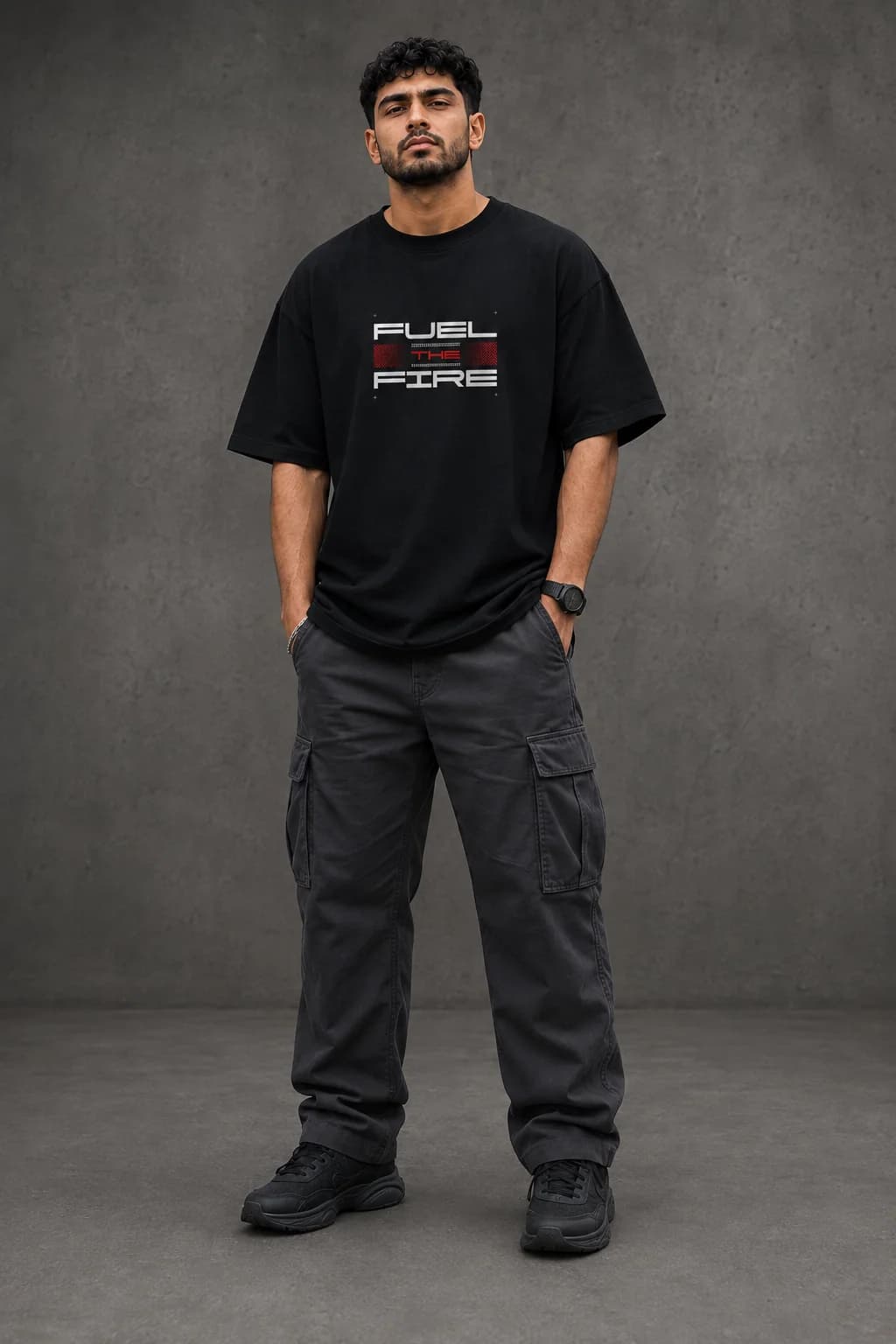 FUEL THE FIRE OVERSIZED: Front oversized model view