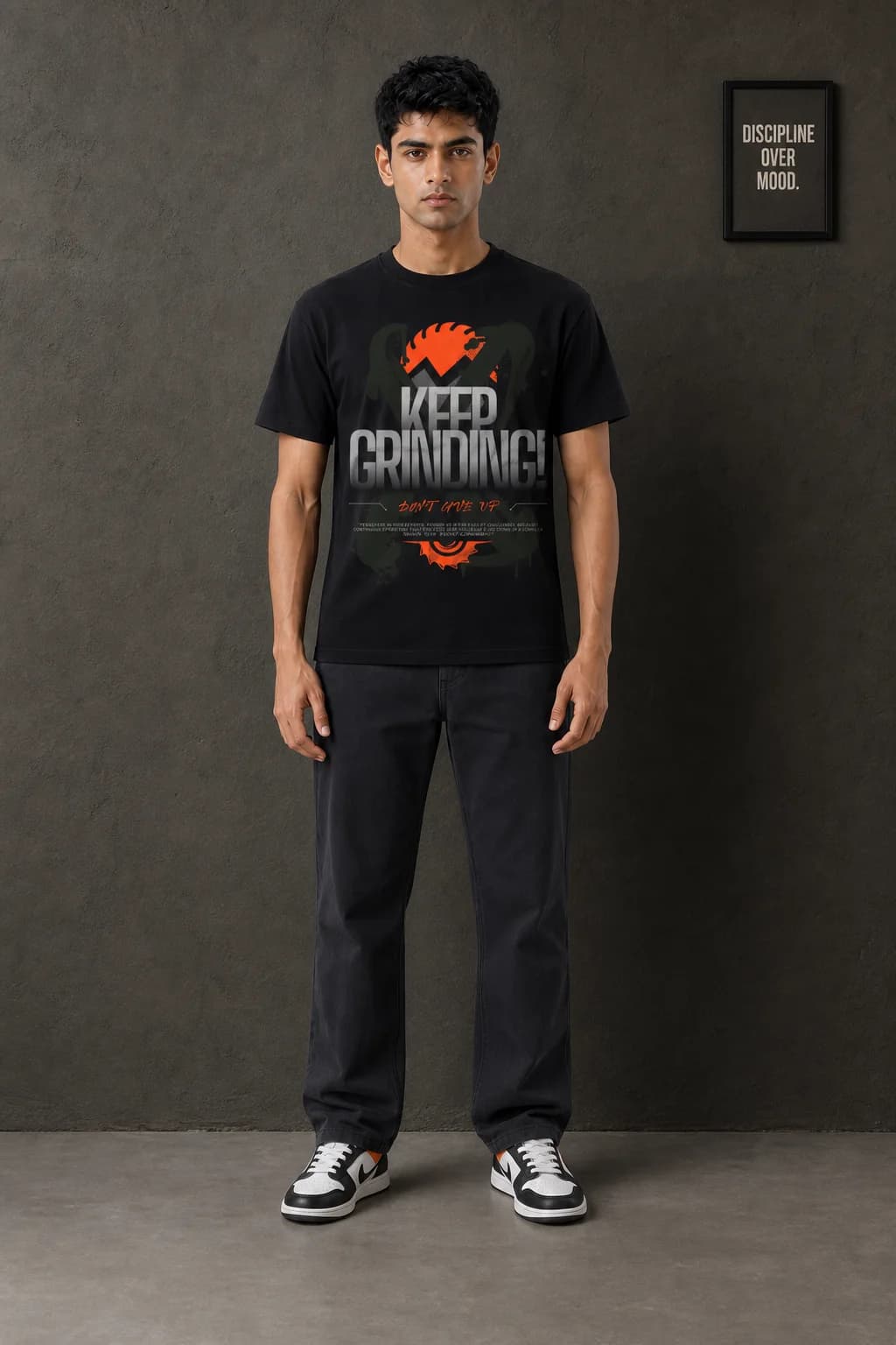 KEEP GRINDING: Front model view