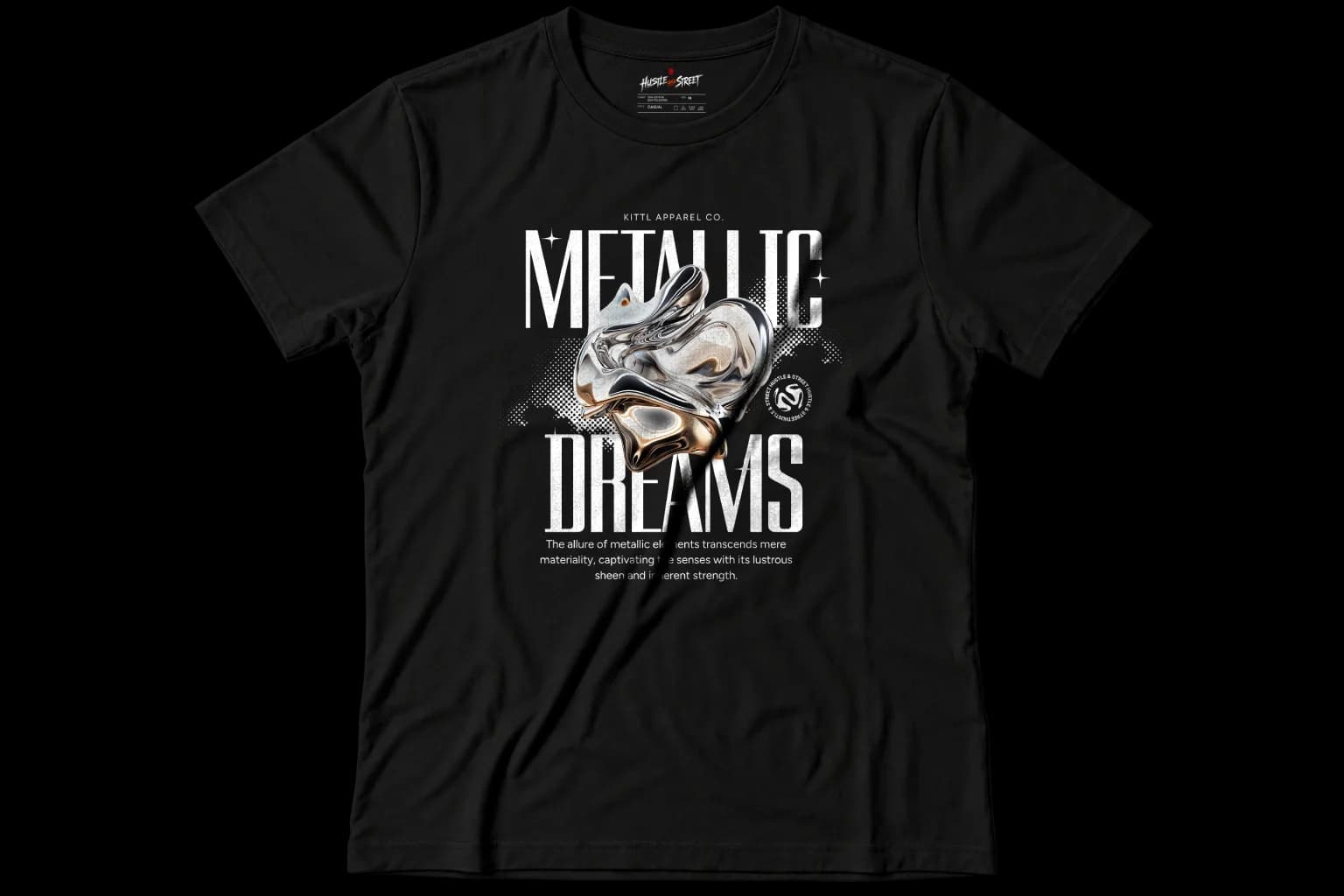 METALLIC DREAMS: Front flatlay view