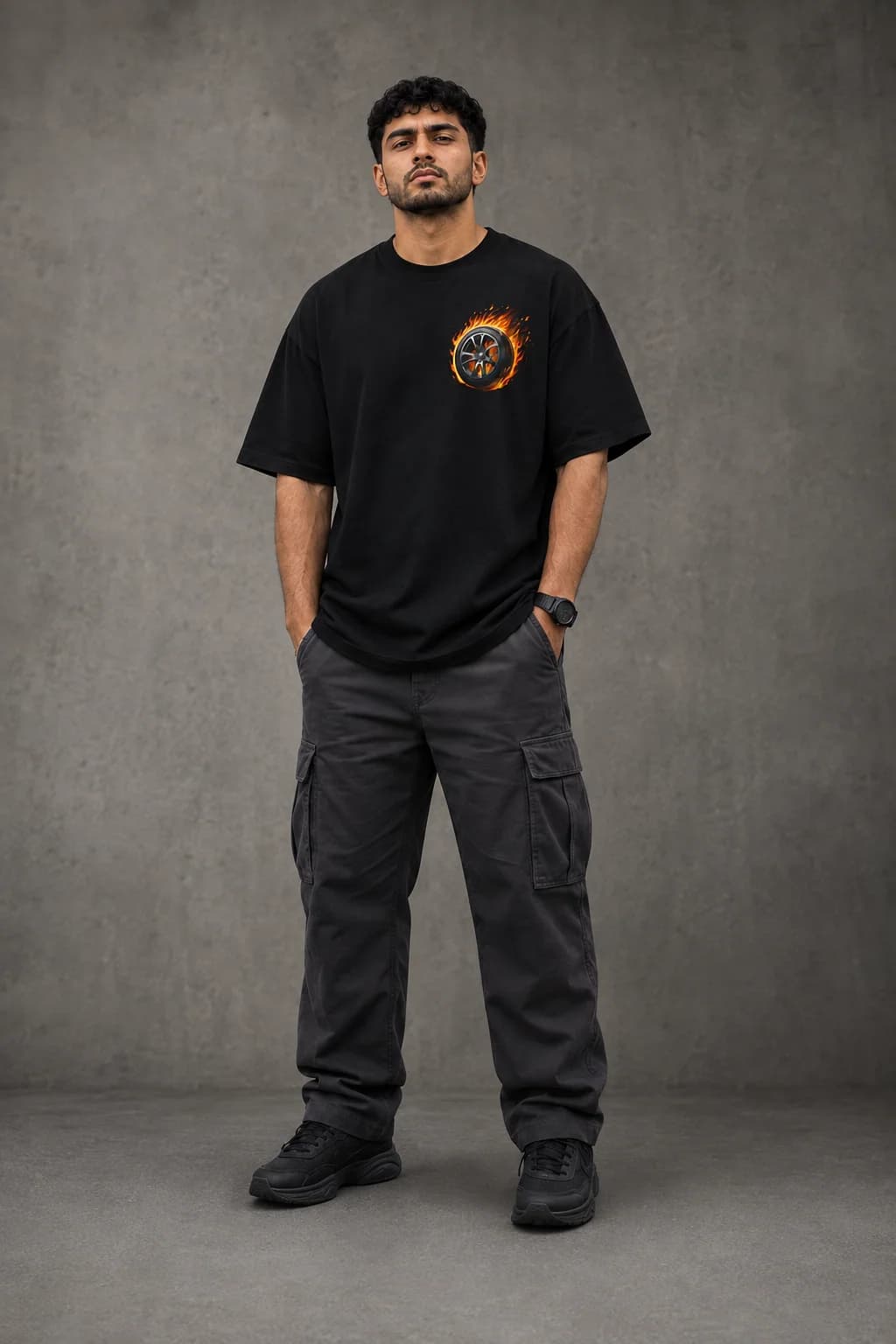 MIDNIGHT INFERNO OVERSIZED: Front oversized model view