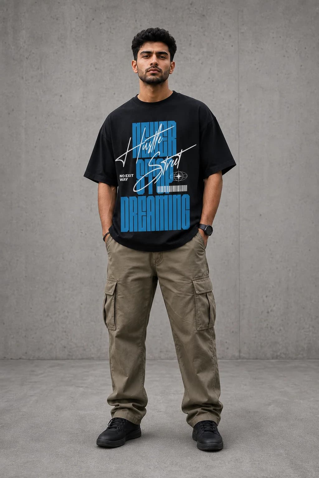 NEVER STOP DREAMING OVERSIZED: Front oversized model view