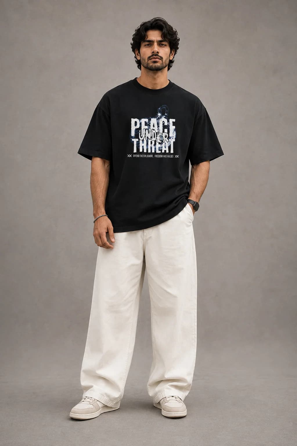 PEACE UNDER THREAT OVERSIZED: Front oversized model view
