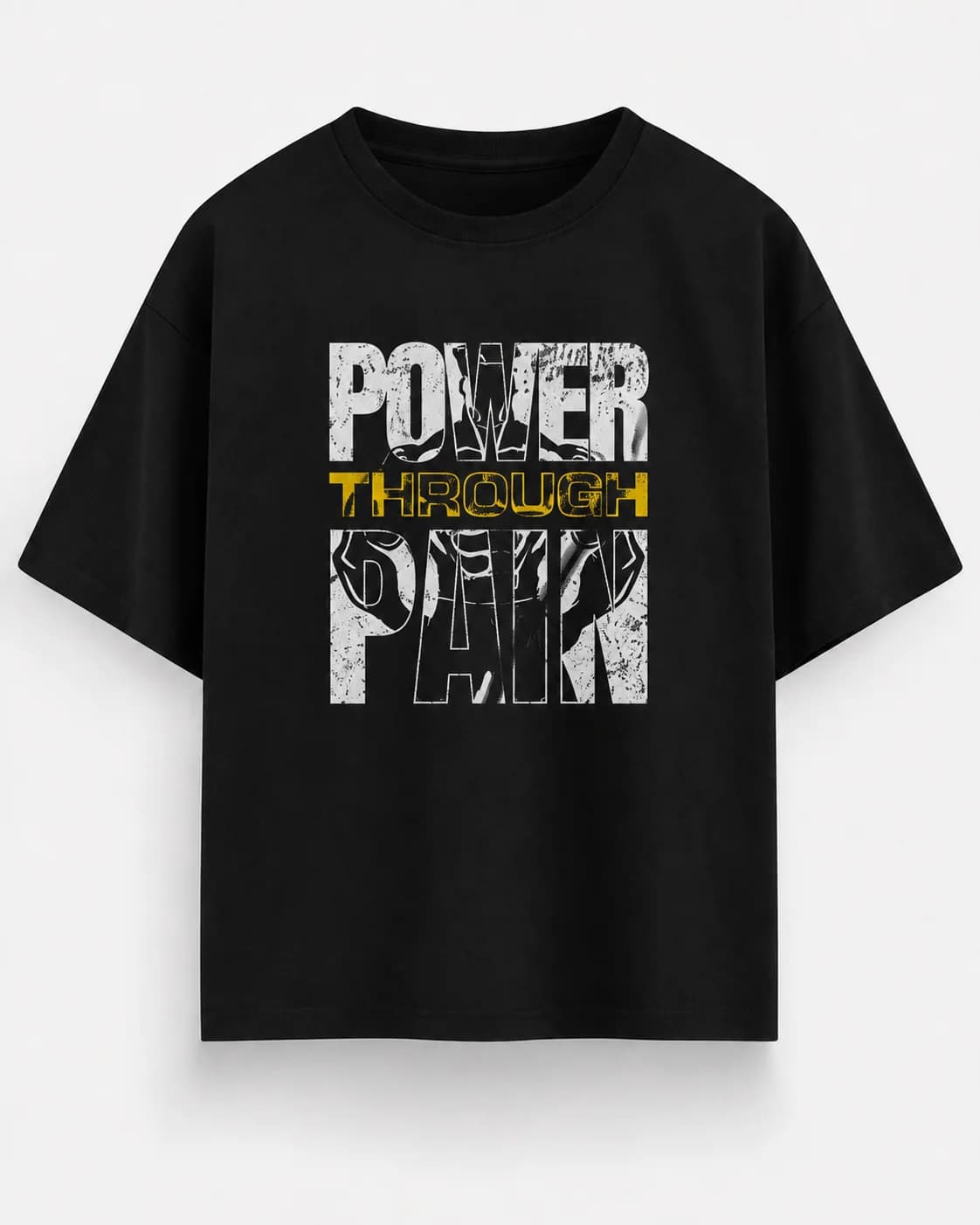 POWER THROUGH PAIN OVERSIZED Front oversized flatlay view