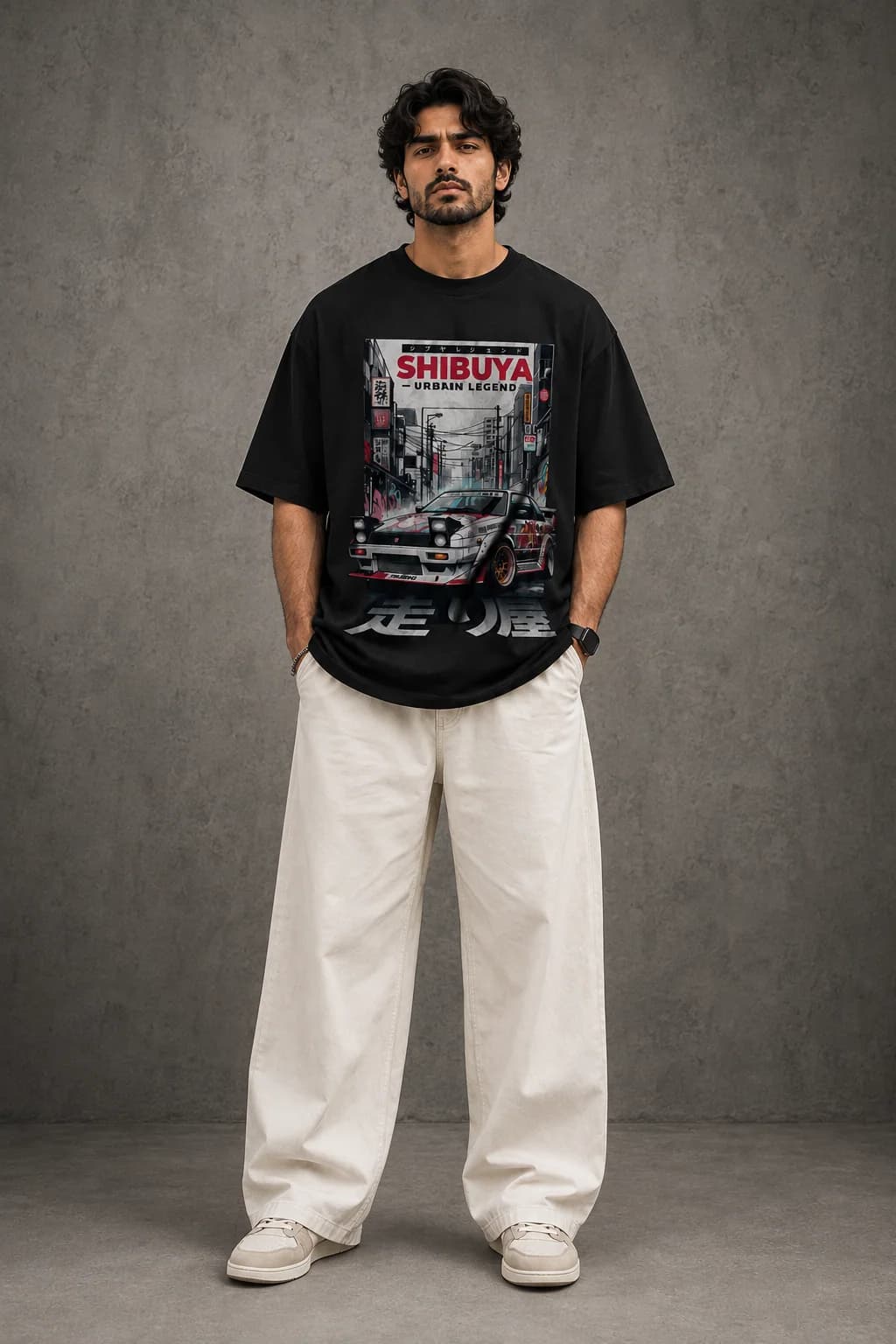 SHIBUYA URBAN LEGEND OVERSIZED: Front oversized model view