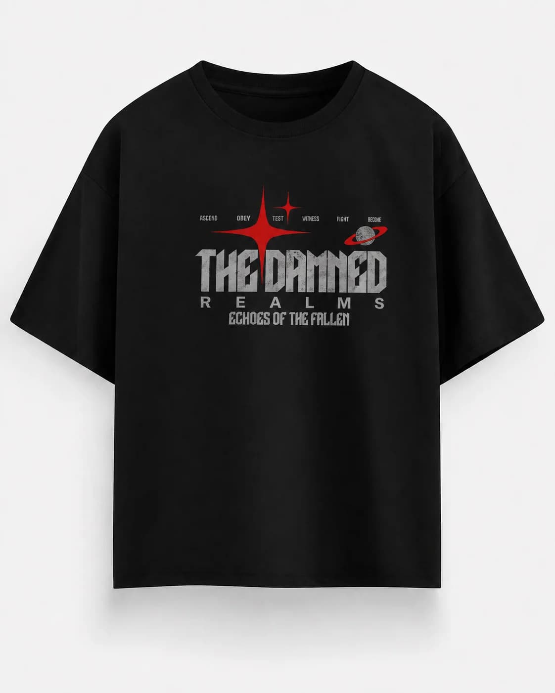 THE DAMNED REALMS OVERSIZED Front oversized flatlay view