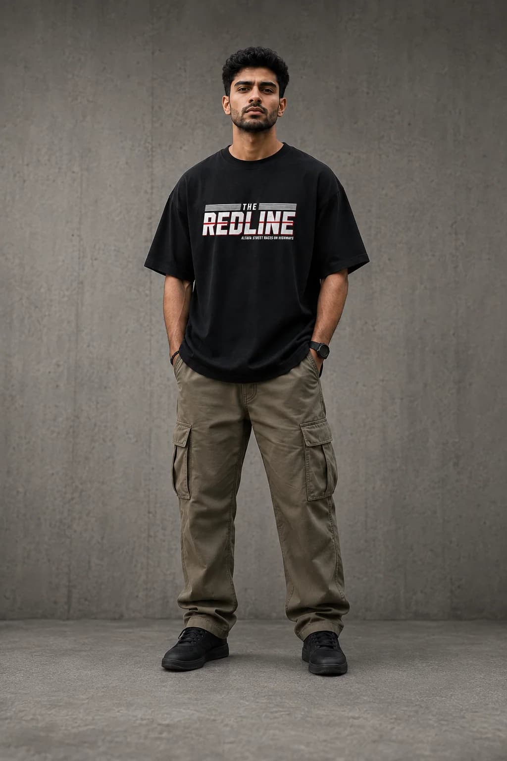 THE REDLINE OVERSIZED: Front oversized model view